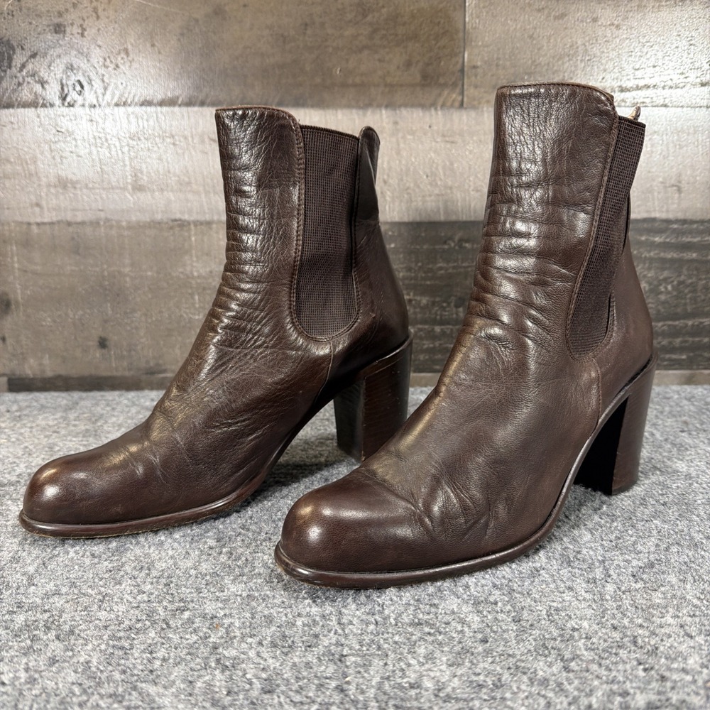 CHUCKIES NEW YORK Private Label Brown Leather Ankle Boots EU 38. 5 US 8 Italy